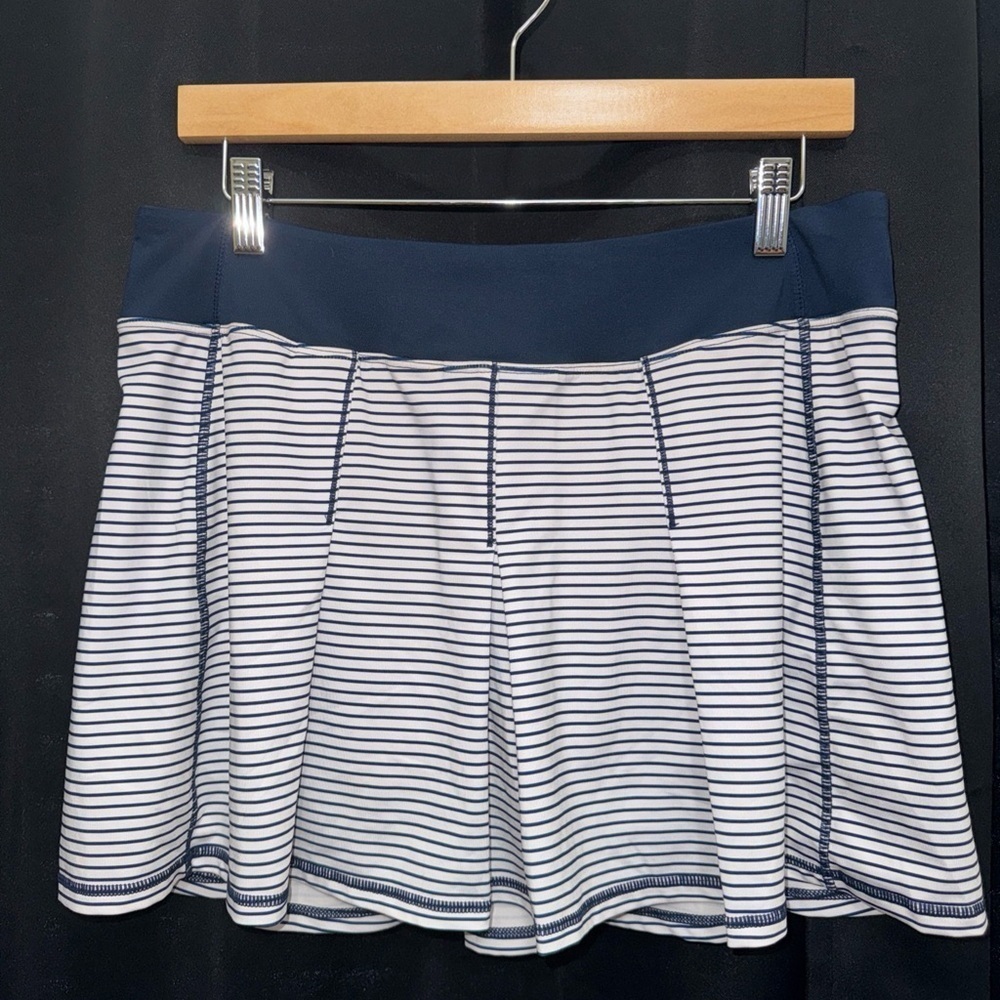 Kyodan Pleaded White and Navy Blue Tennis Skirt